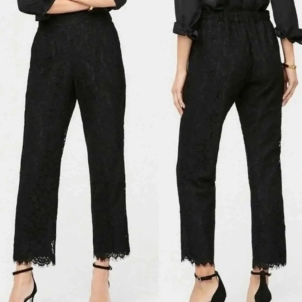 EUC J. Crew Black Lace Pull-On Easy Pants Size 0